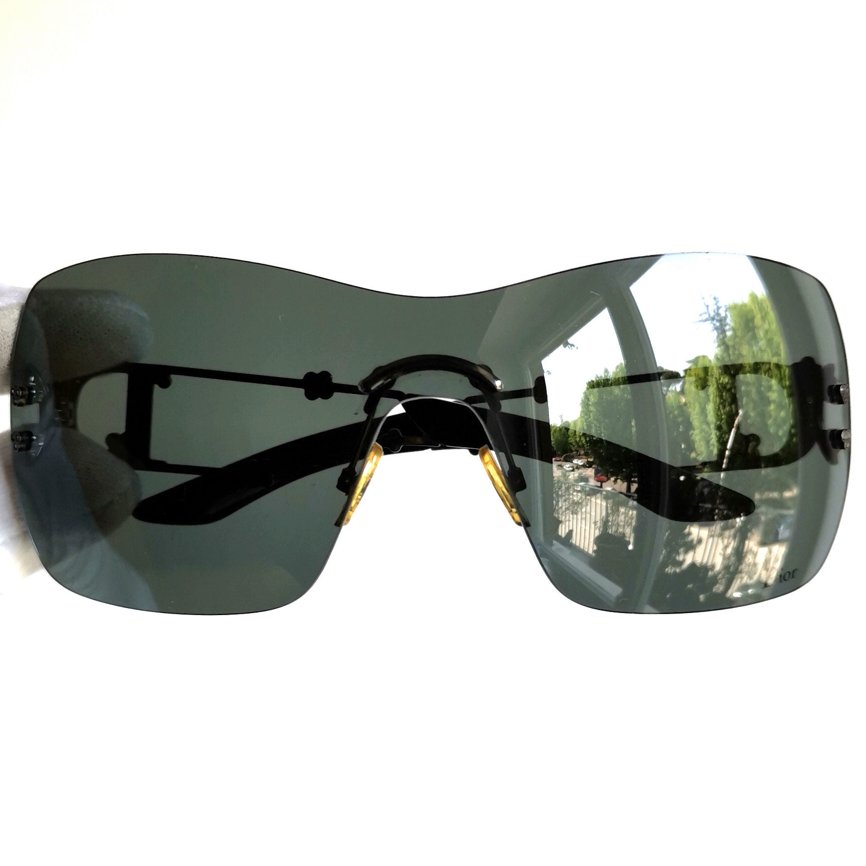 SWEETEST DIOR Vintage Sunglasses Black Mask Frameless SWEETEST DIOR Vintage Sunglasses Black Mask Frameless