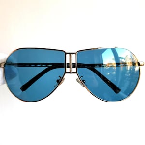 FERRE vintage Sunglasses gold silver aviator pilot tear drop sun shape shade 90202 frame Gianfranco Migos Rihanna designer New blue lens 90s