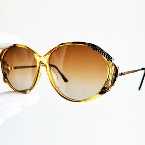 DIOR vintage sunglasses rare gold yellow oval Christian 2744 Rihanna frame diva butterfly new brown lens 80s 90s Kylie Jenner Lady Gaga hype