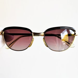 MARWITZ 18K Gold filled plated sunglasses vintage oval small Optima cateye butterfly brown english browline tiny frame new lens 50s 60s 70s