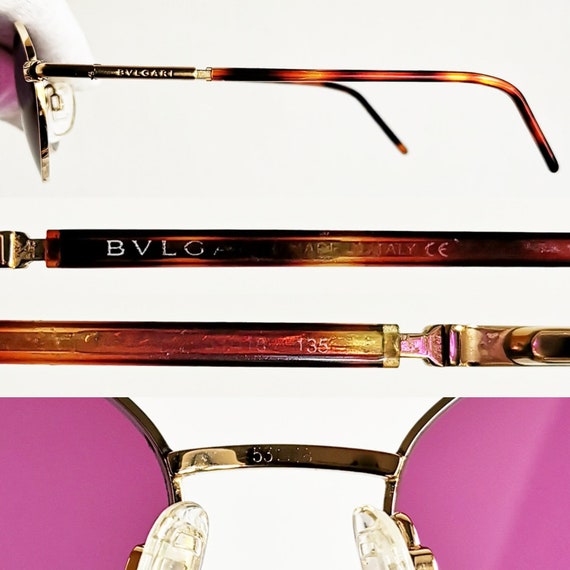 BVLGARI vintage sunglasses rare oval gold brown s… - image 4