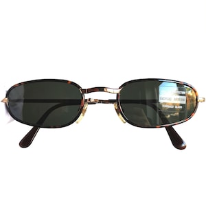 ARMANI vintage sunglasses folding foldable oval small tiny gold brown 624 frame Emporio Giorgio New NOS Migos Rihanna Bella Hadid Tupac 90s