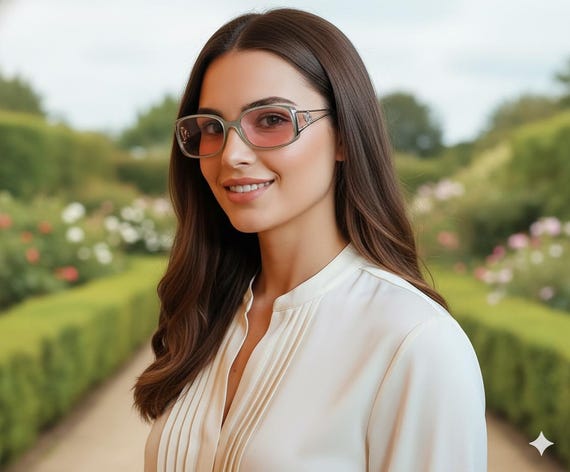 CHANEL Vintage Sunglasses White Silver Oval Rhinestone Frame  display picture 1