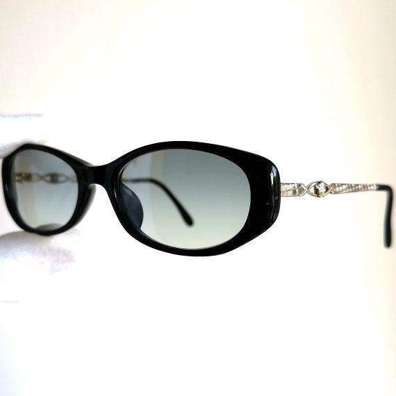VERSACE Small Vintage Sunglasses Oval Silver Black Medusa  display picture 3