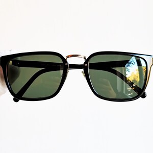 Occhiali da sole Ray Ban Bausch&Lomb W0928 vintage quadrati neri oro rari montatura iconica prodotta negli Stati Uniti BL Clubmaster Caravan lenti grigie anni '70-'80 nuovi NOS