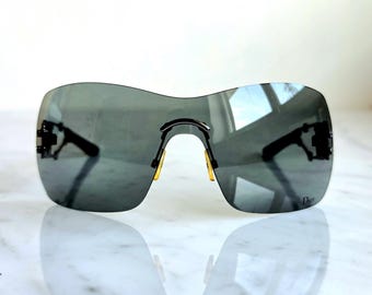 SWEETEST DIOR Vintage Sunglasses Black Mask Wrap Christian Pzl95