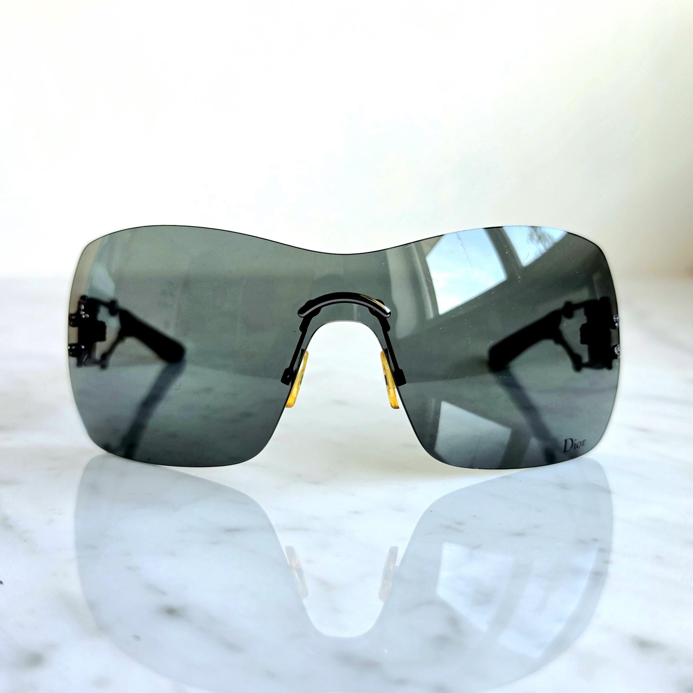 SWEETEST DIOR Vintage Sunglasses Black Mask Wrap Christian Pzl95