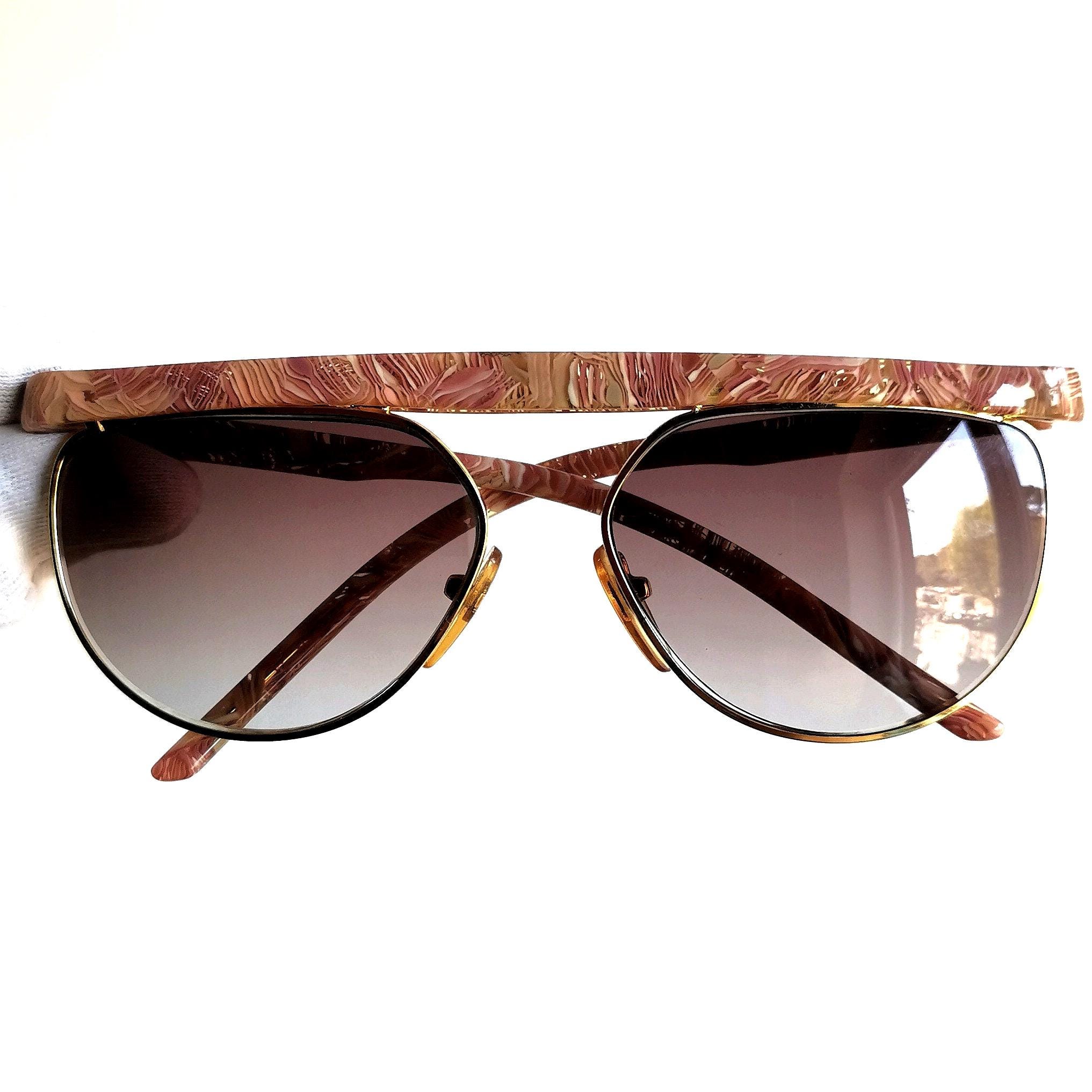 Vintage Claudio La Viola Italian Round Sunglasses Black Gold Claudio La Viola Vintage Sunglasses Gold Flat Top Marbled  main image 3
