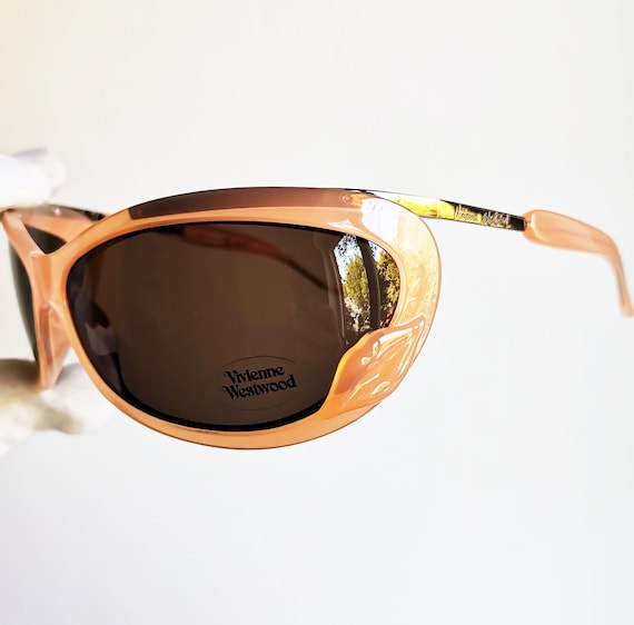 VIVIENNE WESTWOOD Vintage Sunglasses Oversize Wrap Pink Lips Kiss