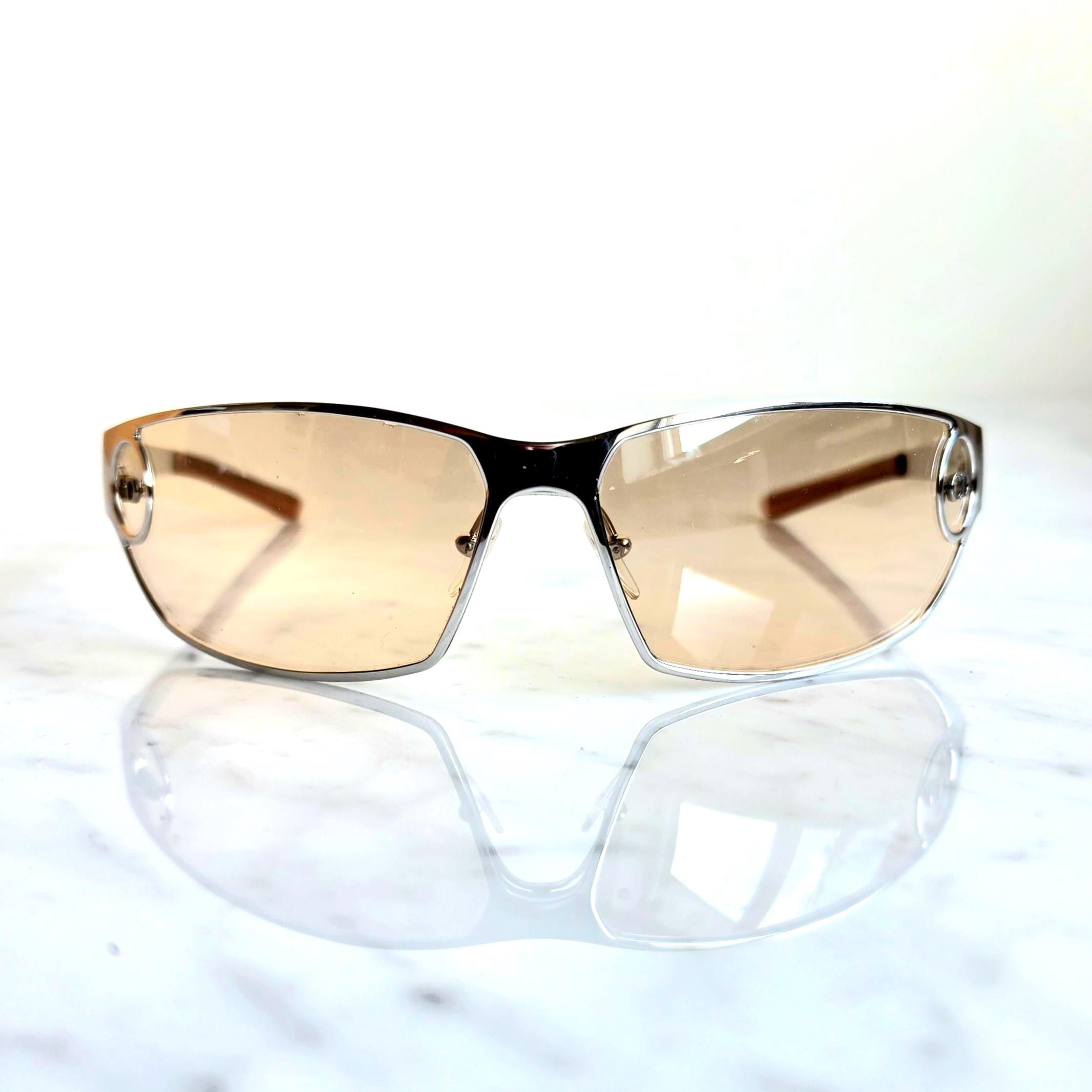 DIOR Diorstart Vintage Sunglasses Silver Orange Lens Wrap