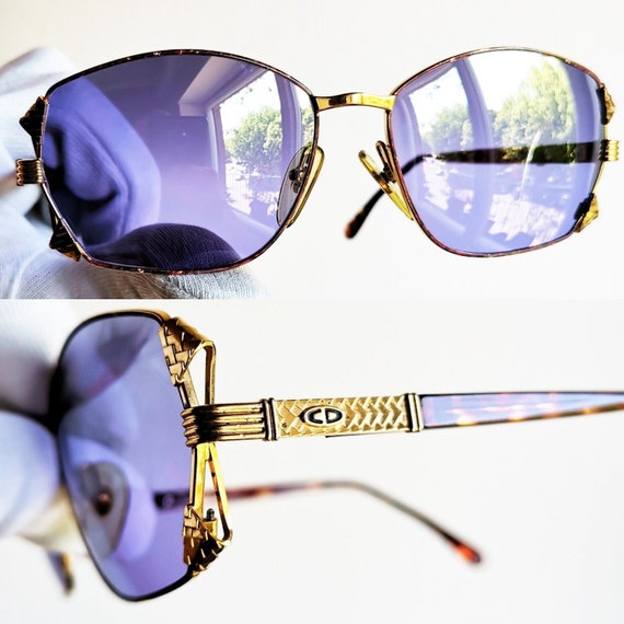 DIOR vintage sunglasses rare gold band oval squar… - image 1