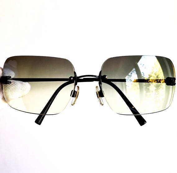 CHANEL Sunglasses Vintage Rare Black Oval Rectangular Square CHANEL Sunglasses Vintage Rare Black Oval Rectangular Square