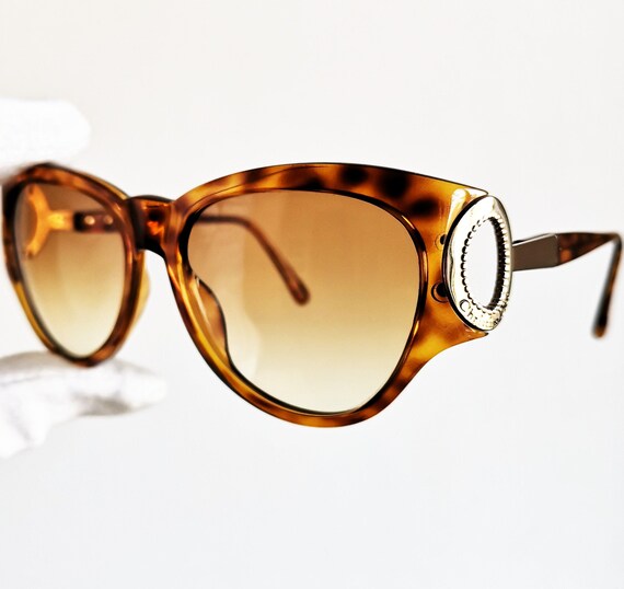 DIOR Vintage Sunglasses Tortoise Brown Gold Ring Frame  display picture 1