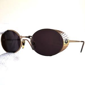VOGUE vintage sunglasses oval wrap side shield windguard gold frame Migos Tupac Charlie Sheen 3153-S goth steampunk burning man new NOS 90s