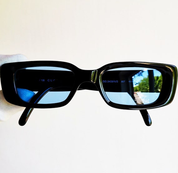 Square-frame sunglasses with GG lens in black and grey