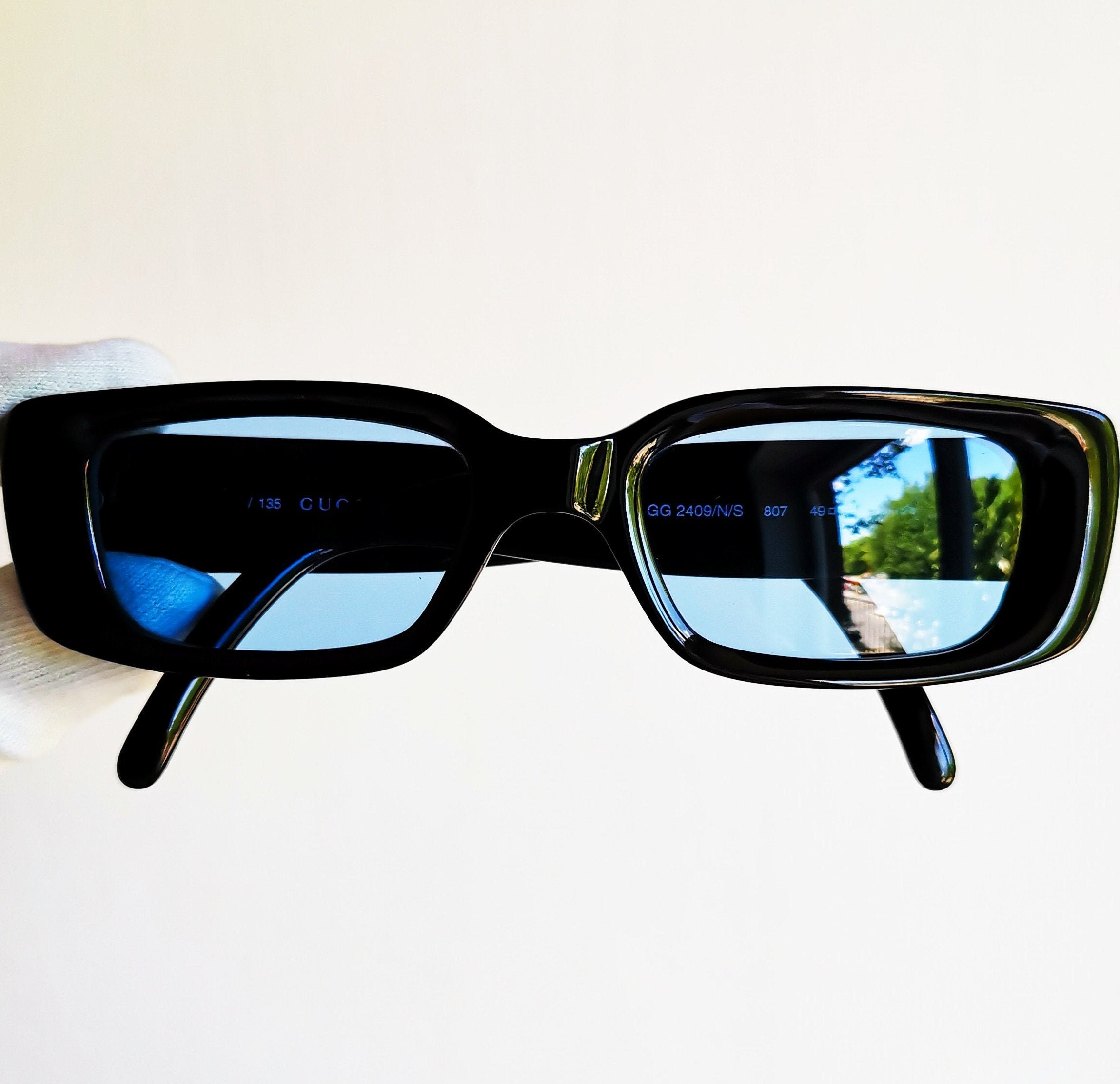 GUCCI Vintage Sunglasses Rare Black Oval GG2409/N/S Square GUCCI Vintage Sunglasses Rare Black Oval GG2409/N/S Square