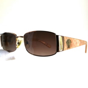 VERSACE vintage Sunglasses rare square aviator oval gold light brown marbled frame Gianni 1154 90s y2k new gray lens Migos designer Rihanna