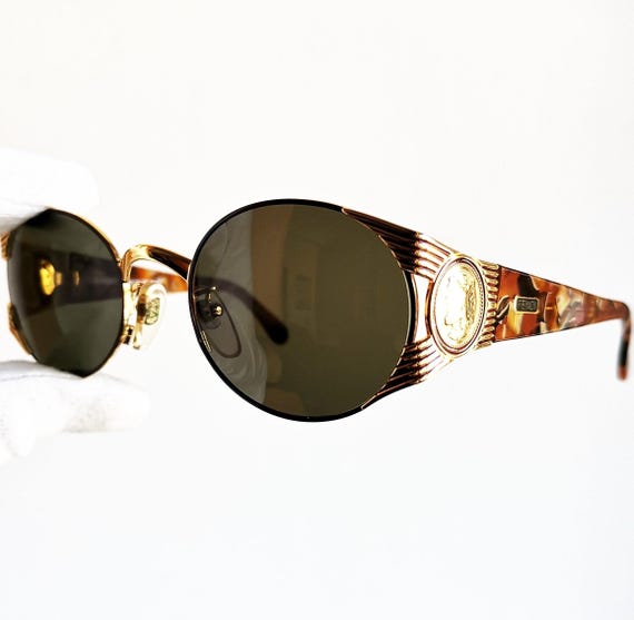 FENDI vintage sunglasses oval round gold tortoise bro… - Gem display picture 3