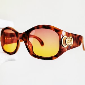 DIOR oversize vintage sunglasses rare brown squared round gold ring logo Christian 2958 wrap big diva Rihanna frame new pink yellow lens 80s