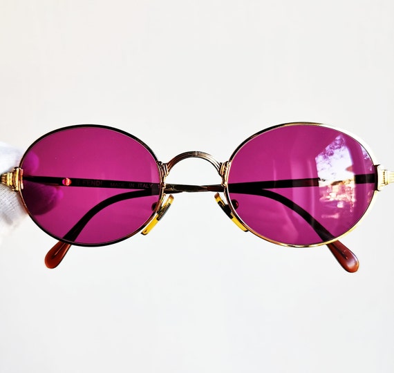 FENDI vintage sunglasses rare oval gold round ste… - image 1