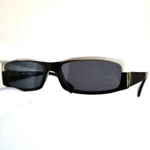 ALAIN MIKLI vintage sunglasses black & white rare oval rectangular hand made in France A0125-08 Paris Migos designer Lady Gaga frame 90s y2k