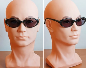 ALAIN MIKLI Vintage Sunglasses Oval Green Paris 2202 Tartan Frame