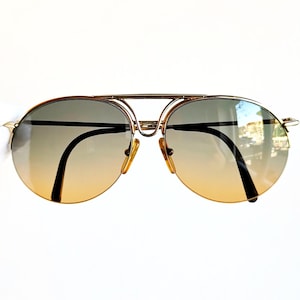 PORSCHE DESIGN 5669 57 gold vintage aviator pilot drop sunglasses New gray orange lens frame by Carrera 80s Johnny Depp Rick Ross half rim