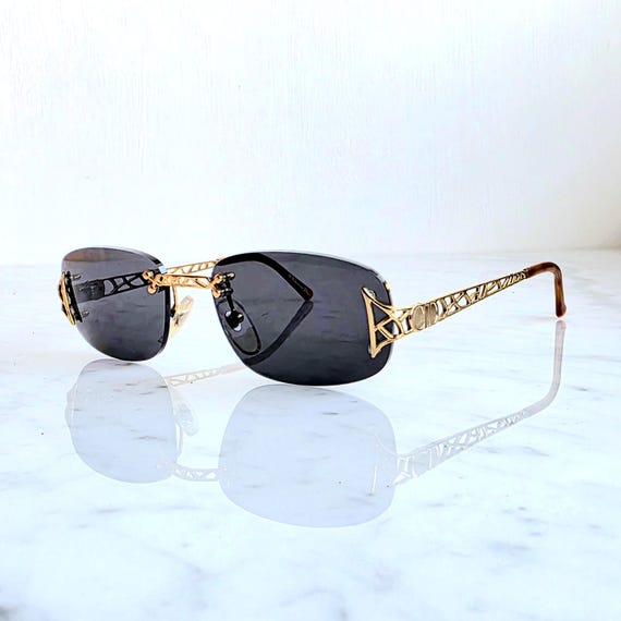 DIOR Vintage Sunglasses Gold Rectangular Aviator Frameless 2944 CD