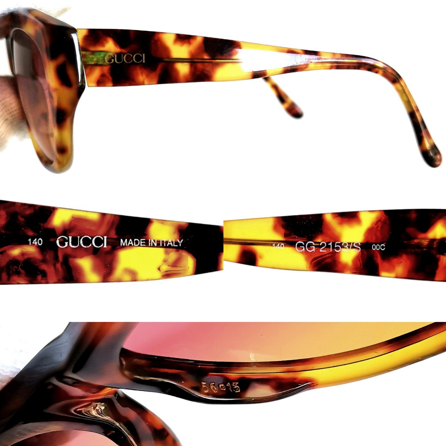 GUCCI Vintage Sunglasses Oversize Square Cateye GG2153/S Tortoise