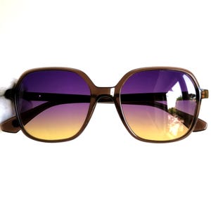 PAUL & JOE Daisy 24 sunglasses hexagon squared brown seaport TA69 pink flower frame new purple yellow lenses Rihanna Bella Hadid Lady Gaga