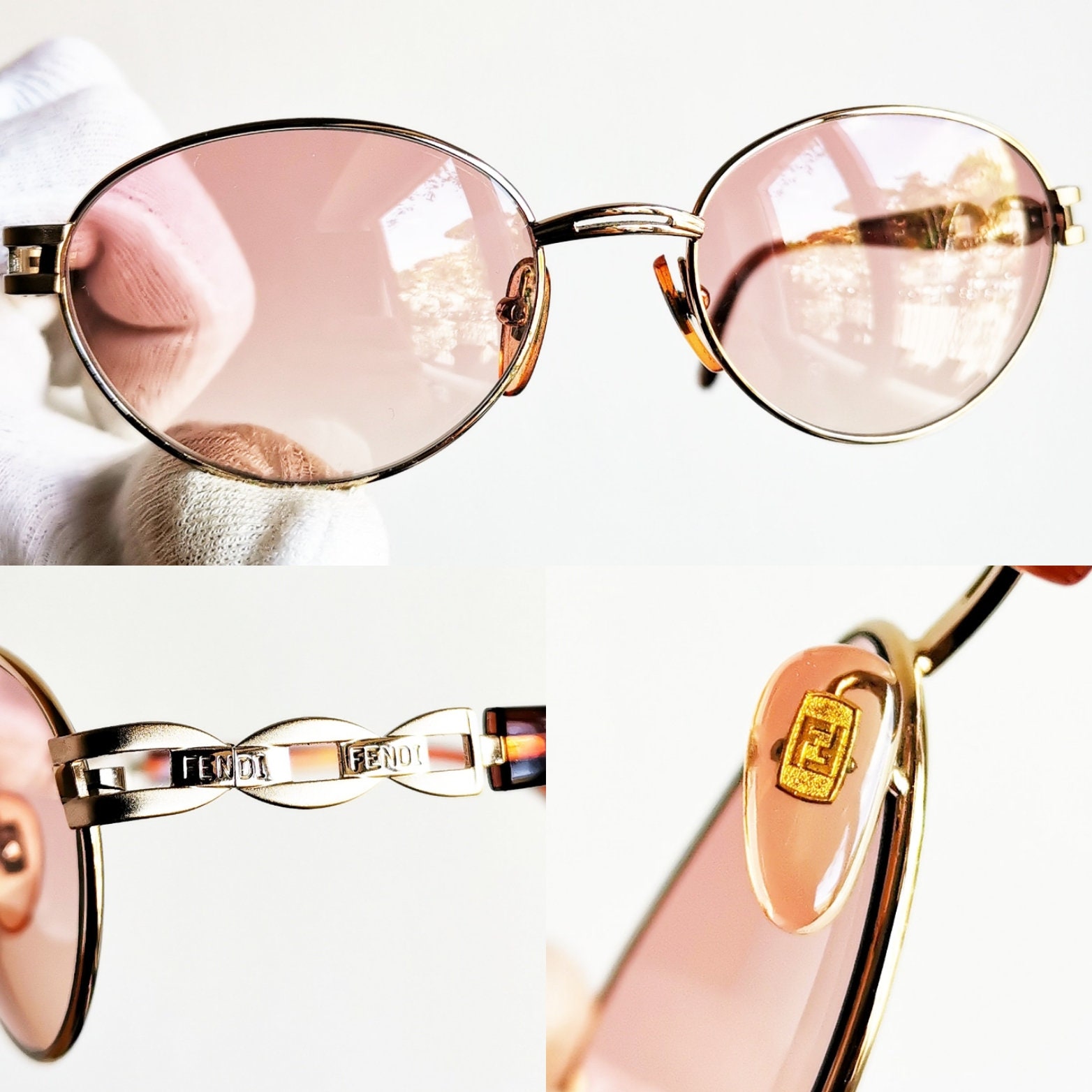 小物 FENDI vintage sunglasses eyewear 90s 00s FENDI Vintage Sunglasses Oval Gold Brown VL7078 90s Y2k Steampunk