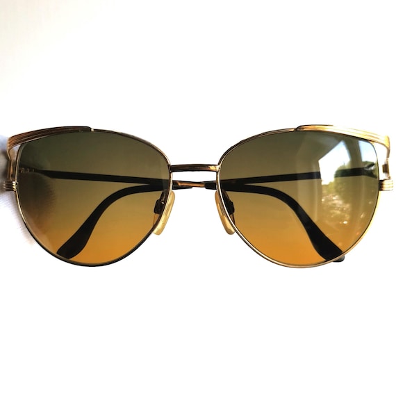 YVES SAINT LAURENT Vintage Sunglasses Gold Brown Aviator  display picture 2