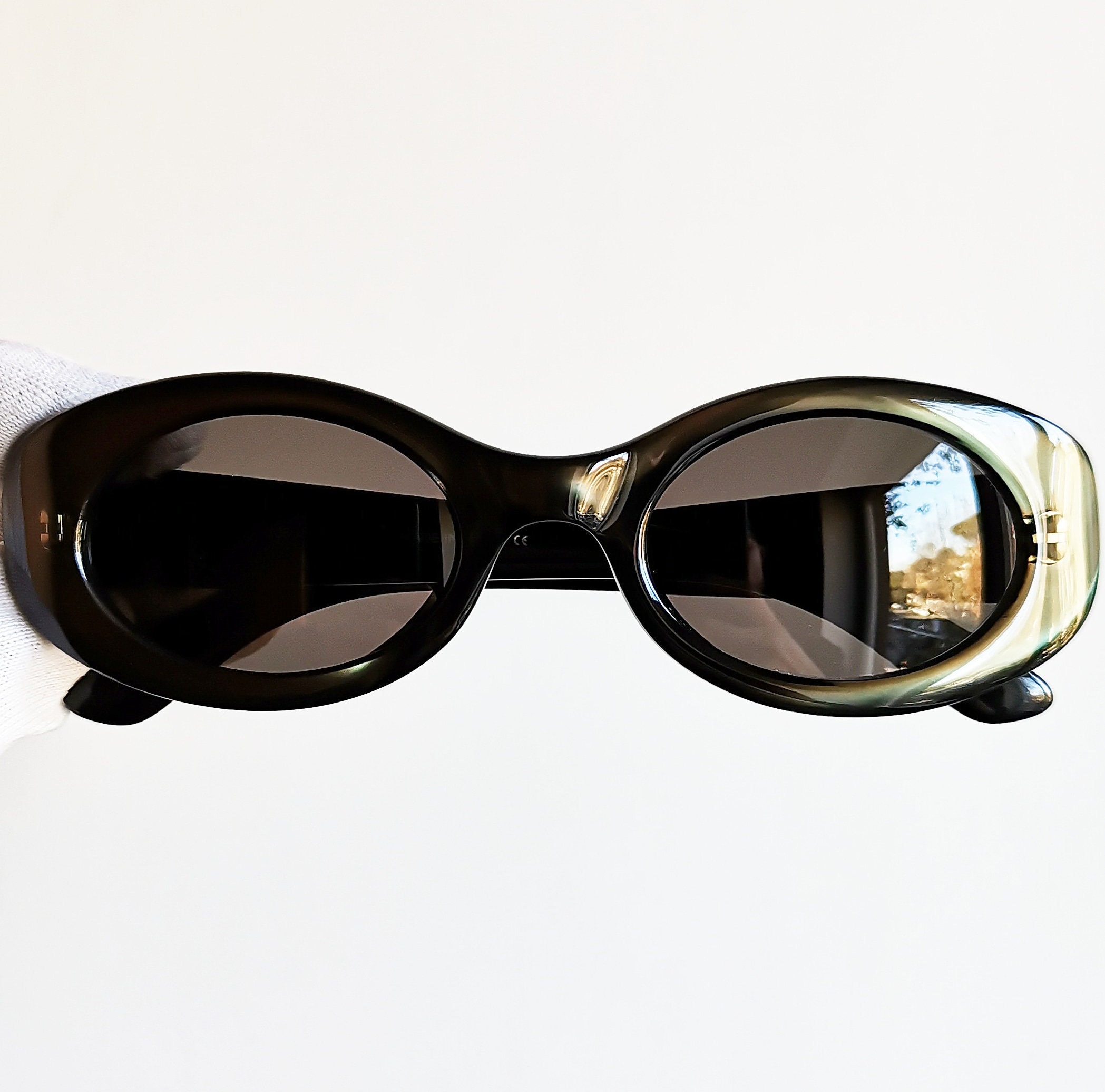 GUCCI vintage sunglasses rare oval iridescent green gray GG2438/S 