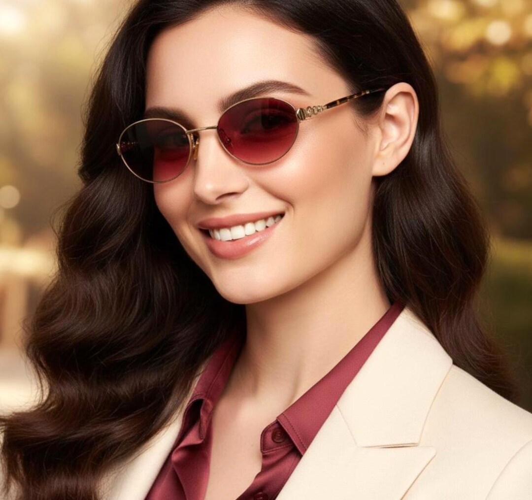 DIOR Vintage Sunglasses Oval Gold Brown Christian Small 3556 Frame