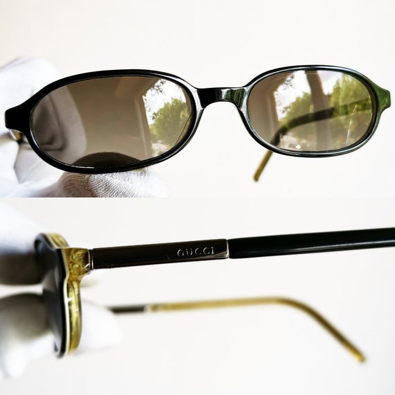 GUCCI vintage sunglasses rare oval small  narrow … - image 3