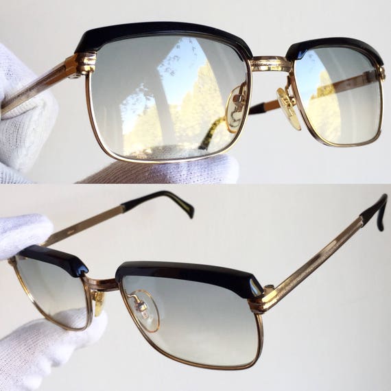 SAFILO vintage sunglasses rare rectangular GOLD f… - image 3