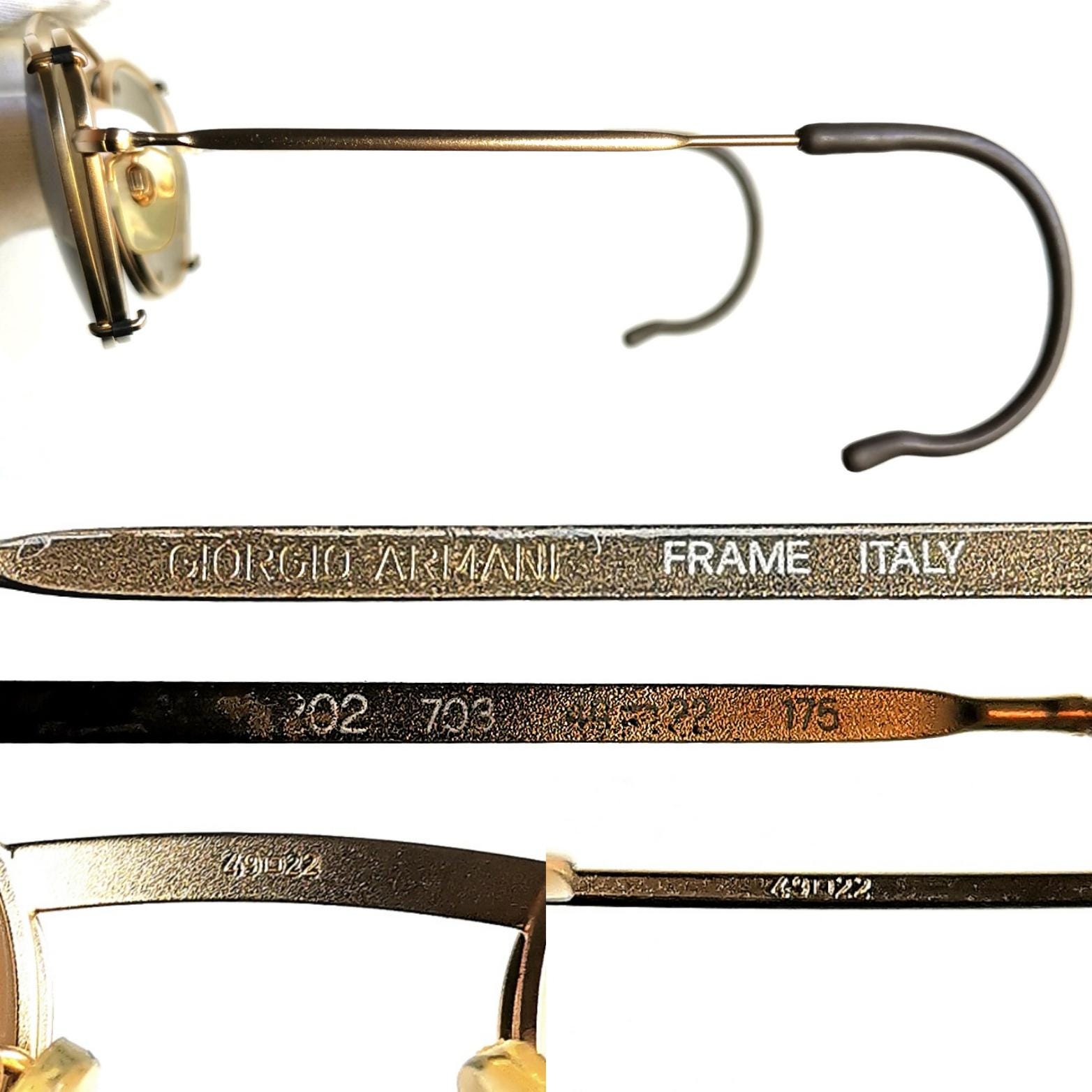 Buy ARMANI Vintage Sunglasses Clip on Squared Gold Brown Giorgio