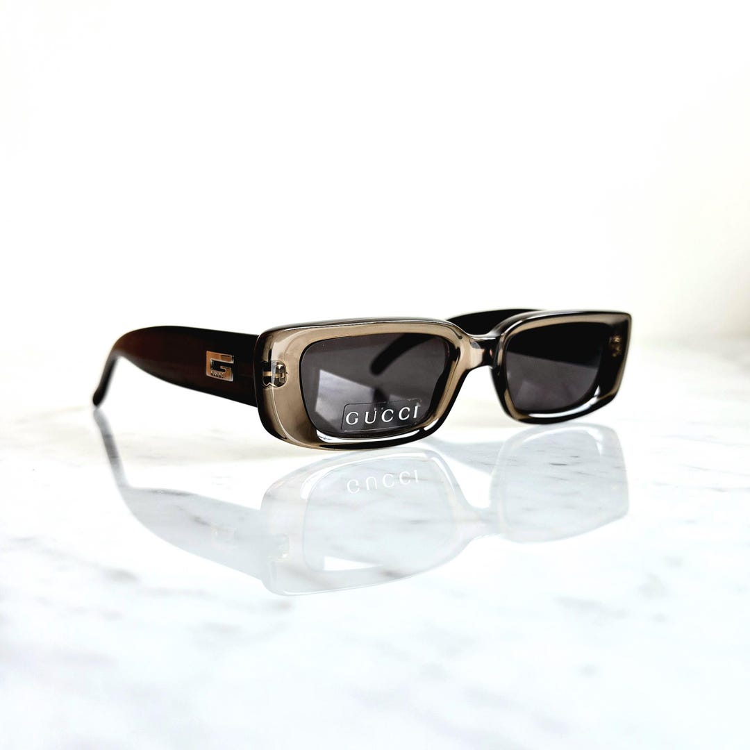 GUCCI Vintage Sunglasses GG2409/N/S Frame Gray Silver Rectangular