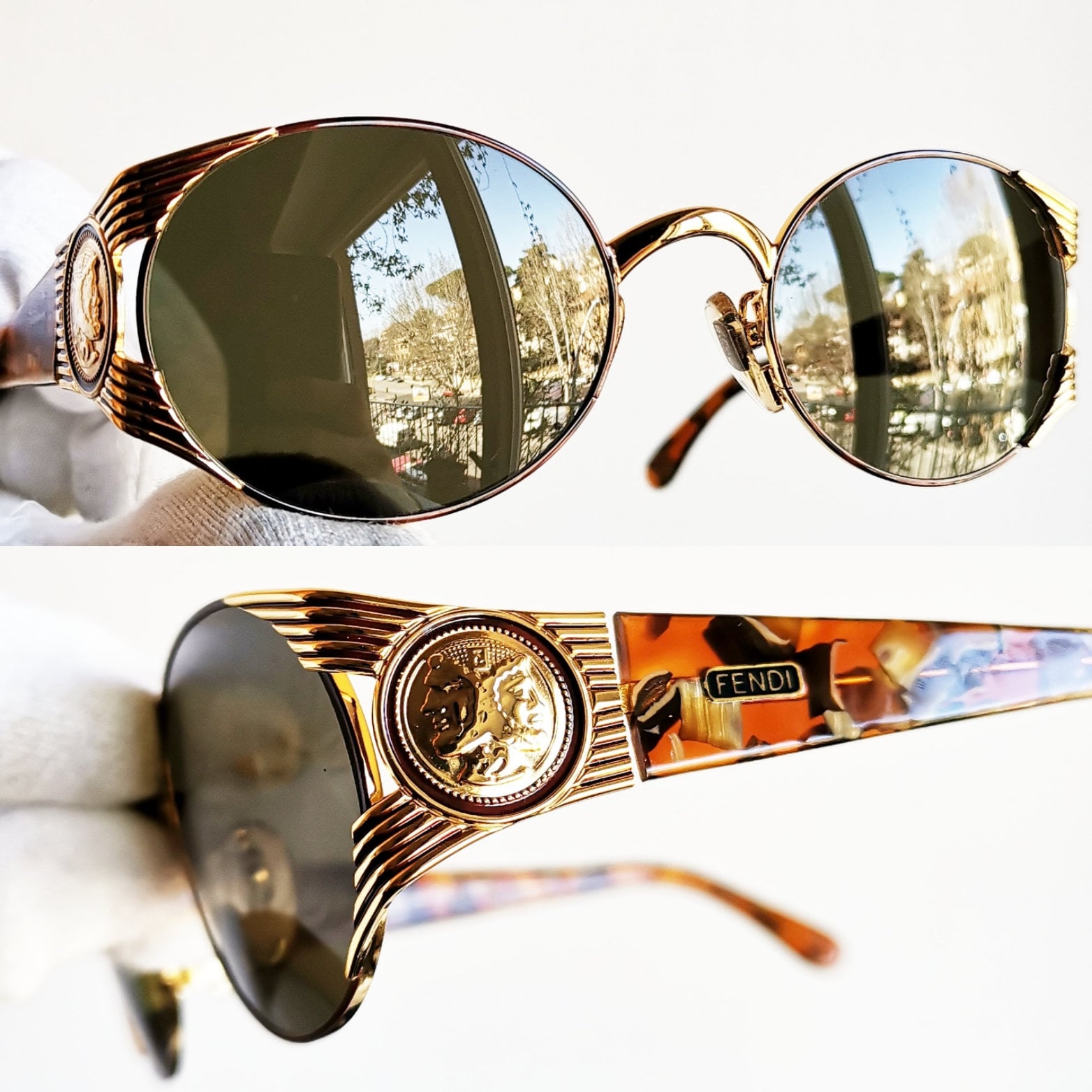 小物 Fendi sunglasses Limited Edition FENDI Cold Insert FS 440R Army Crystal FF