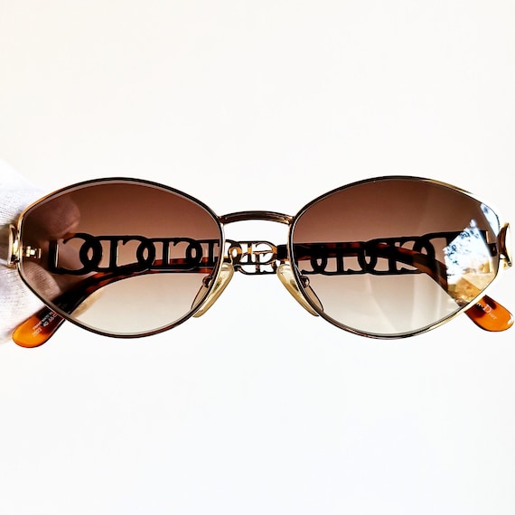【オープニングセール】 Oval Rare Sunglasses Vintage DIOR Gold Engraved Braided Logo 小物