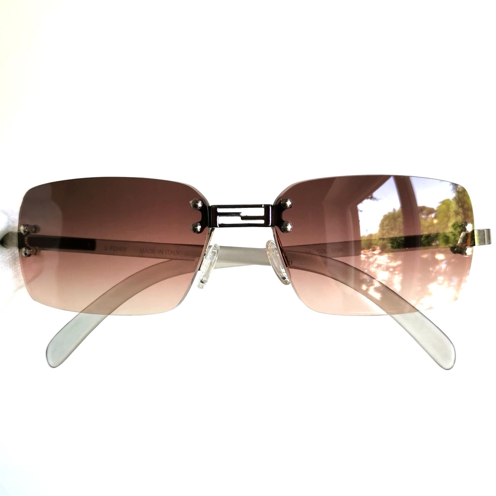 FENDI Vintage Sunglasses Silver Rectangular Frameless FENDI Vintage Sunglasses Silver Rectangular Frameless