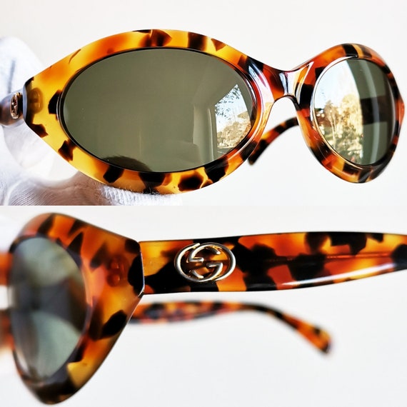 GUCCI vintage sunglasses rare oval wrap wraparoun… - image 3