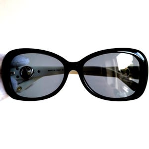 CHANEL vintage sunglasses black oval squared cateye white pearl silver ring CC logo 5148 frame new grey lens 90s y2k Bella Hadid ladies diva