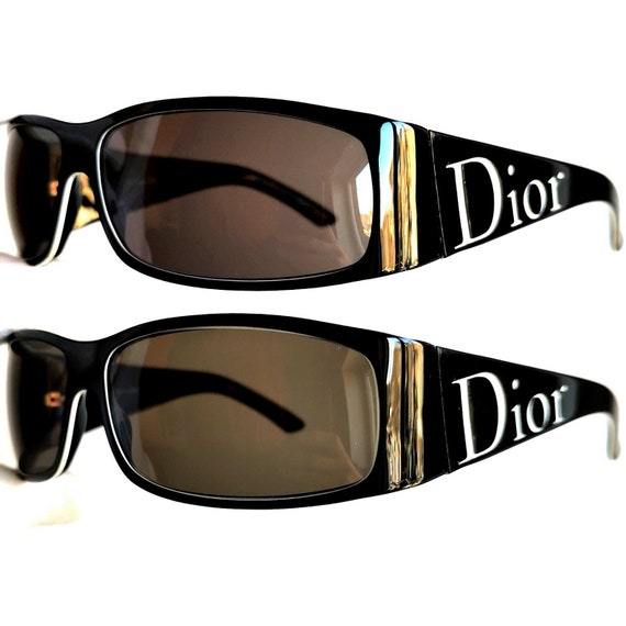 DIOR vintage sunglasses black white wrap oval Chr… - image 1