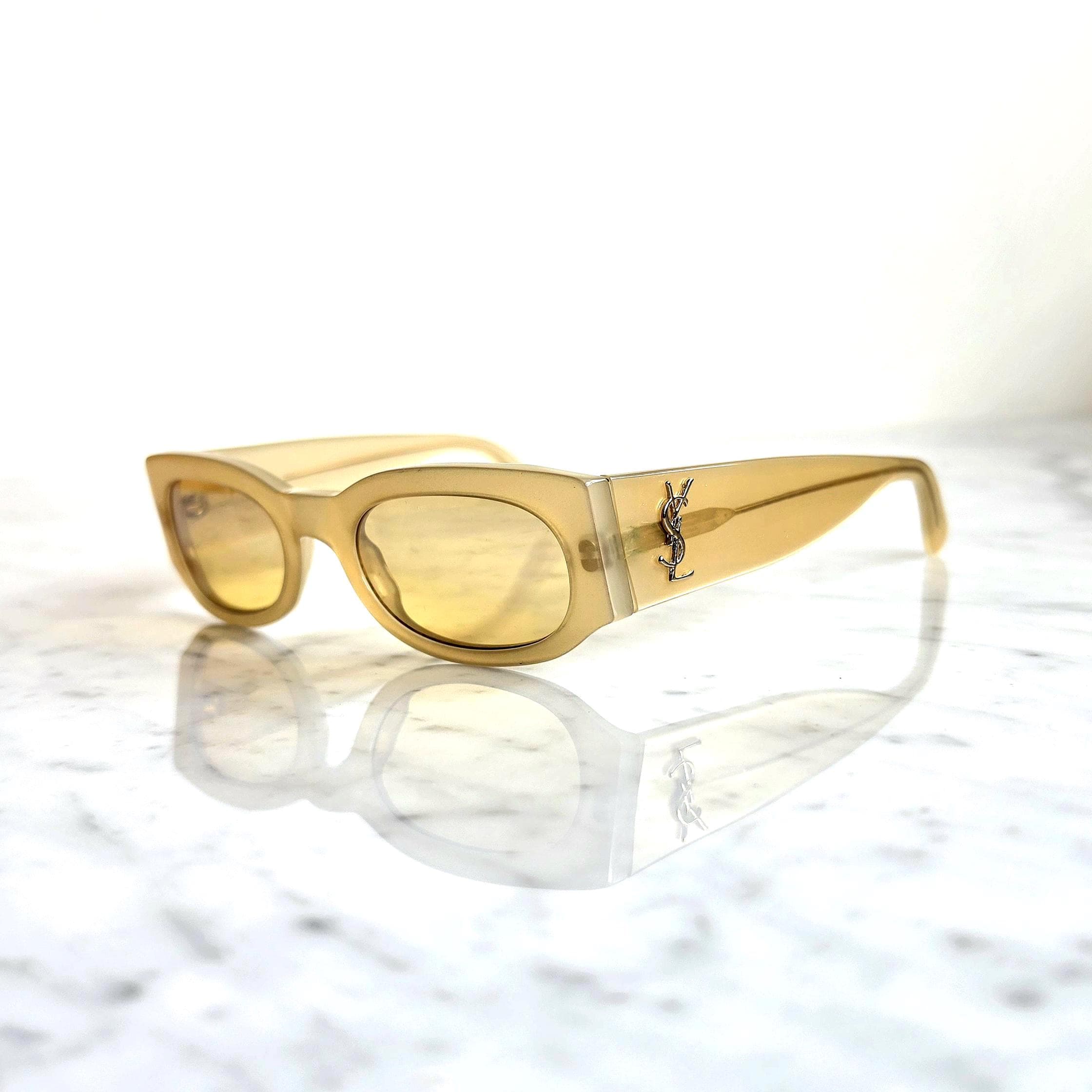 YVES SAINT LAURENT Vintage Sunglasses Ysl Yellow Gold 6545