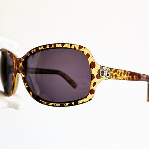 DOLCE & GABBANA vintage sunglasses rare oval wrap wraparound mask DG648S D G frame leopard spotted animal print strass rhinestone new lens