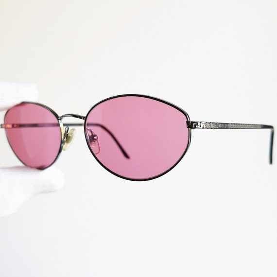VERSACE vintage sunglasses rare oval sideral blue… - image 3