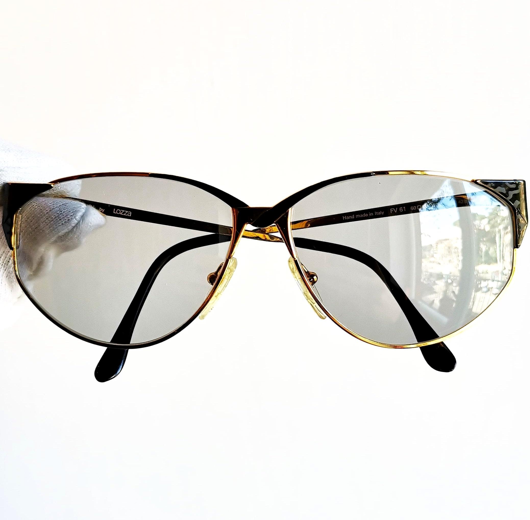 FENDI Vintage Sunglasses Gold Black Aviator Cateye FV61 Frame by