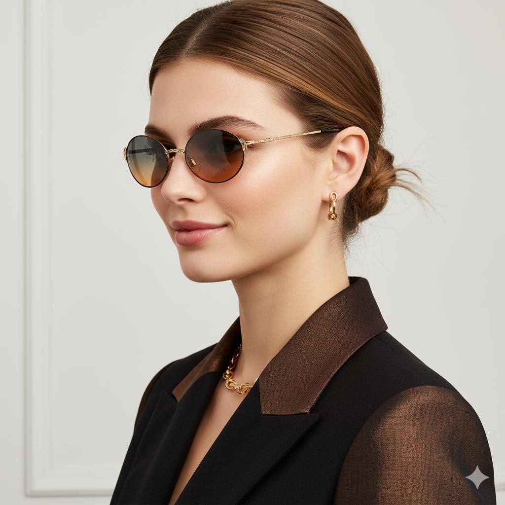 YVES SAINT LAURENT Vintage Sunglasses Gold Brown Oval Ysl 4079