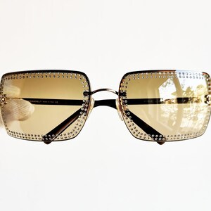 Chanel Swarovski Diamanté Rimless Sunglasses / 2000s Chanel 